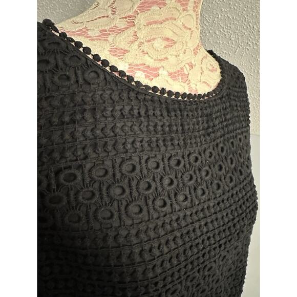 Talbots Black 3/4 Sleeve Scoop Neck Lace Overlay Top Size 1X READ - Picture 7 of 11